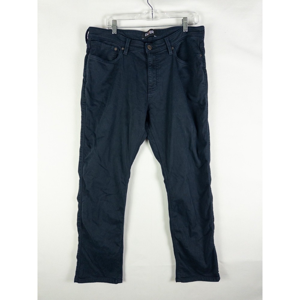 DUER N2X Relaxed Taper Pants Mens 36x30 Navy Blue Stretch Performance Denim